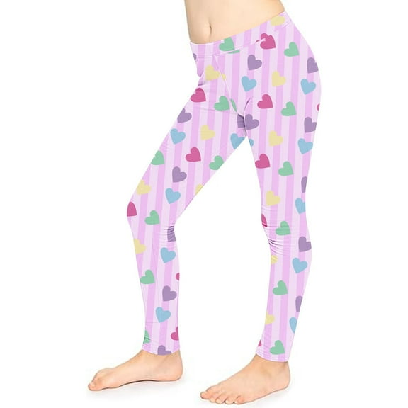 Odeerbi 3-8 Years Toddler Girls Leggings Valentine's Day Stretchy Tights Compression Pants Summer High Waist Soft Pantyhose