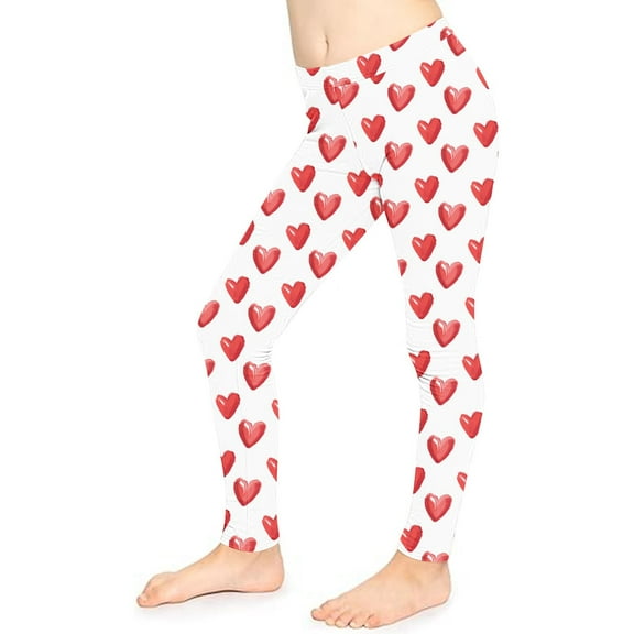Odeerbi 3-8 Years Toddler Girls Leggings Valentine's Day Stretchy Tights Compression Pants Summer High Waist Soft Pantyhose