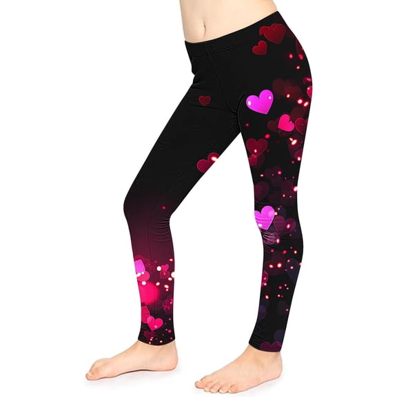 Odeerbi 3-8 Years Toddler Girls Leggings Valentine's Day Stretchy Tights Compression Pants Summer High Waist Soft Pantyhose