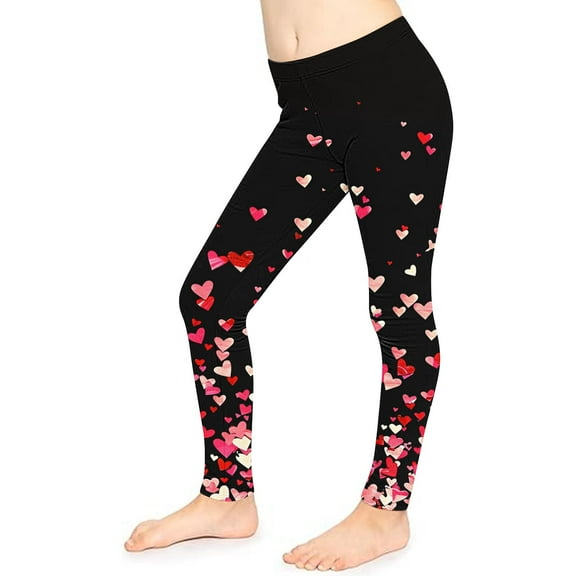 Odeerbi 3-8 Years Toddler Girls Leggings Valentine's Day Stretchy Tights Compression Pants Summer High Waist Soft Pantyhose