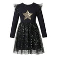 thumbnail image 1 of Odeerbi 3-8 Years Toddler Girls Sequin Tulle Dresses Long Sleeve Embroidered Mesh Splicing Lace Dress Cute Star Ruffle Sleeve Cotton Dress Toddler Girls Clothes, 1 of 8