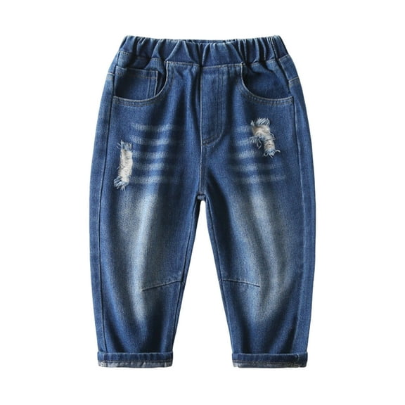 Odeerbi 3-9 Years Toddler Boys Ripped Jeans Cute Denim Pants Sports Casual Cowboy Pants with Pocket