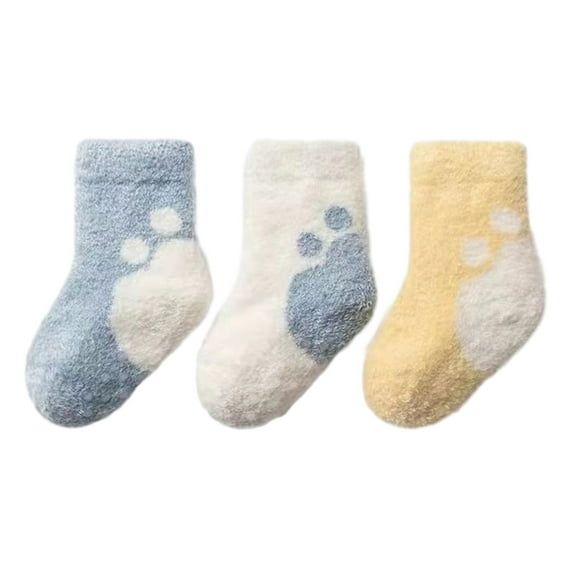 Odeerbi 3 PCS Cotton Socks for 0-3 Years Infant Boys Girls Cute Soft Crew Socks Infant Kids Thick Warm Winter Socks