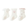 thumbnail image 1 of Odeerbi 3 PCS Ruffle Socks for Infant Boys Girls Cotton Crew Socks Children's Newborn Lace Socks Baby Socks, 1 of 3
