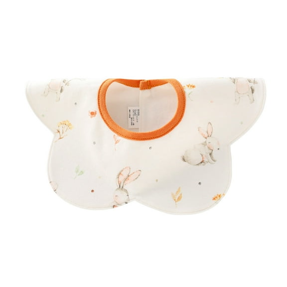 Odeerbi 360° Rotate Cotton Baby Bib Soft Waterproof Baby Bandana Drooling Bib Three-layer Thickened Rose Bib Print Absorbent Dirt-proof Baby Saliva Towel Adjustable With Snaps Orange