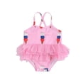 thumbnail image 1 of Odeerbi 3M-2Y Toddler Girls One Piece Swimsuit Summer Beach Tulle Swim Skirt Hawaiian Beachwear Ice Cream Print Mesh Bathing Suit, 1 of 5