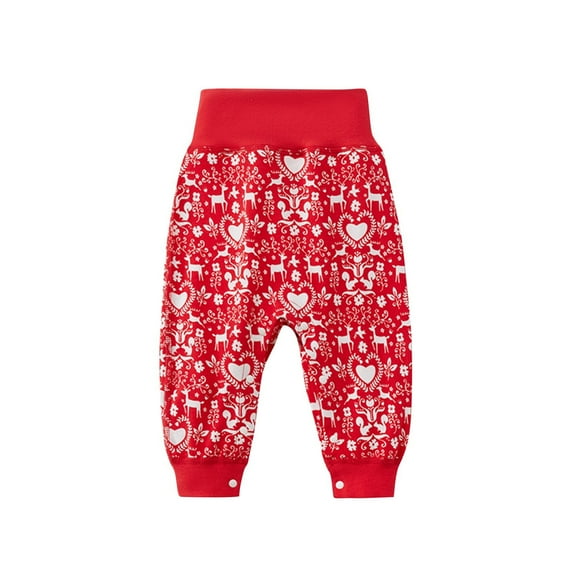 Odeerbi 3M-3Y Toddler Boys Girls Cotton Bloomers Diaper Cover Pants Cute Drop Crotch Pants Printing High Waisted Snap Button Pants