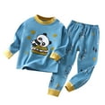 thumbnail image 1 of Odeerbi 3M-5Y Newborn Boys Girls Cotton Pajama Set Cute Soft Pajamas Toddler Kids Winter Solid Color Cute Print Long Sleeved Home Wear Clothes Suit Baby Clothes Blue, 1 of 3