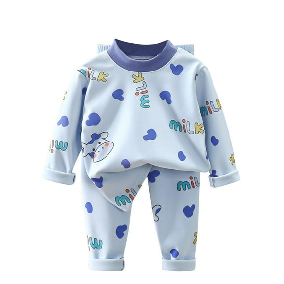 Odeerbi 3M-5Y Toddler Boys Girls Cotton Pajamas Long Sleeve Tops Pants Set Soft Loungewear Cute Print Sleepwear Casual Comfortable Two-piece Pajama Sets Toddler Boys Girls Clothes