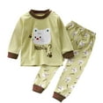 thumbnail image 1 of Odeerbi 3M-6Y Infant Boys Cotton Pajamas Fall Long Johns Long Sleeve Tops Pants Set Soft Loungewear Cute Print Sleepwear Comfortable Two-piece Pajama Set Infant Boys Clothes, 1 of 3