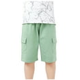 thumbnail image 1 of Odeerbi 4-12 Years Kids Boys Girls Cargo Shorts Summer Cotton Bermuda Shorts Athletic Sports Shorts Solid Color Cute Shorts, 1 of 8