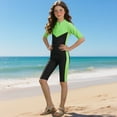 thumbnail image 1 of Odeerbi 4-12 Years Toddler Kids Girls One-Piece Rash Guard Swimsuit UPF 50+ Sun Protection Color Block Quick Dry Swimwear, 1 of 6