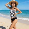 thumbnail image 1 of Odeerbi 4-13 Years Kids Teen Girls 2-Piece Cutout Tankini Set Summer Beach Hawaiian Tropical Print Swimsuit Cute Bathing Suit, 1 of 5