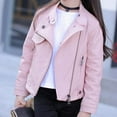 thumbnail image 1 of Odeerbi 4-13Y Kids Girls Leather Jacket Winter Coat Spring And Fall Lapel Leather Zipper Long-sleeved Jacket Baby Clothes Pink, 1 of 7