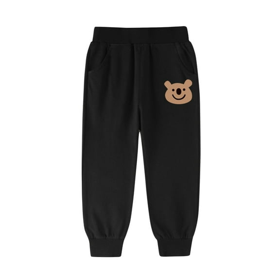 Odeerbi 4-14 Years Kids Boys Cotton Sweatpants Bear Print Workout Athletic Sports Jogger Pants Summer Elastic Waist Joggers