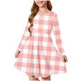 thumbnail image 1 of Odeerbi 4-14 Years Kids Girls Christmas Plaid A-Line Dress Spring Fall Long Sleeve Ballet Skater Dress Stretchy Twirly Skater School Recital Round Neck Dress Kids Girls Clothes, 1 of 1
