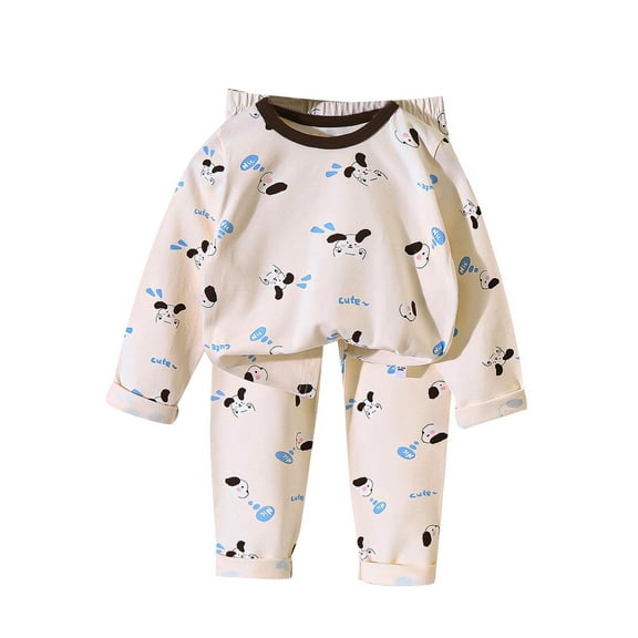 Odeerbi 4-15 Years Toddler Boys Girls Cotton Pajamas Fall Long Johns Long Sleeve Tops Pants Set Soft Loungewear Cute Print Sleepwear Casual Two-piece Pajama Set Toddler Boys Girls Clothes