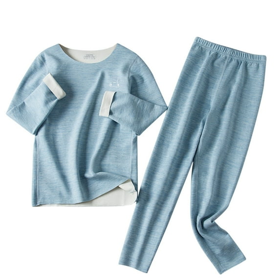 Odeerbi 4-16 Years Teen Boys Girls Soft Pajamas Long Sleeve Solid Color Long Johns Thermal Underwear Set Solid Color Sleepwear Comfortable Pajama Set Teen Boys Girls Clothes