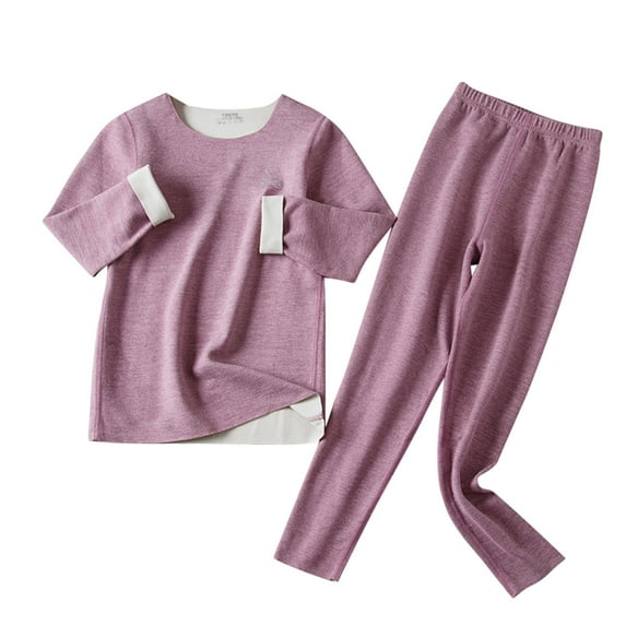 Odeerbi 4-16 Years Teen Boys Girls Soft Pajamas Long Sleeve Solid Color Long Johns Thermal Underwear Set Solid Color Sleepwear Comfortable Pajama Set Teen Boys Girls Clothes