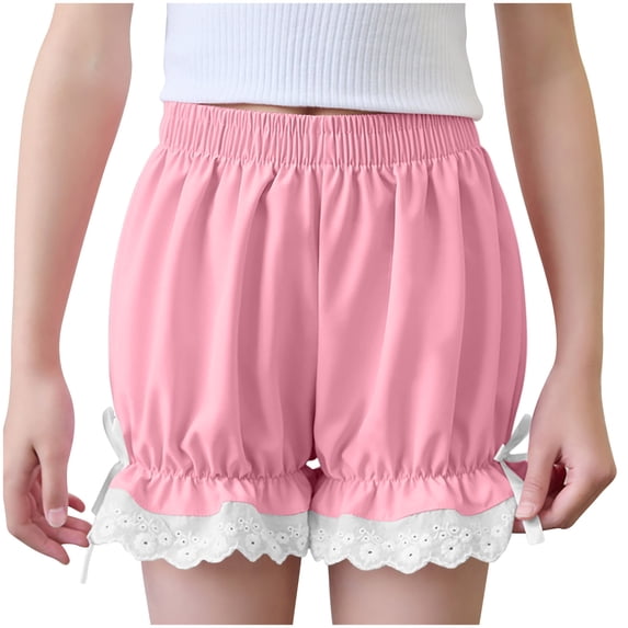Odeerbi 4-16 Years Toddler Girls Bike Shorts Chiffon Safety Under Dress Slip Shorts Yoga Dance Shorts Summer Loose Bottom Shorts