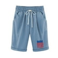 thumbnail image 1 of Odeerbi 4th of July Patriotic Cotton Linen Bermuda Shorts for Women 2025 Fashion Printed Tight High Waist Shorts with Pocket Elasticity Sports Half Shorts Pants Sky Blue, 1 of 6