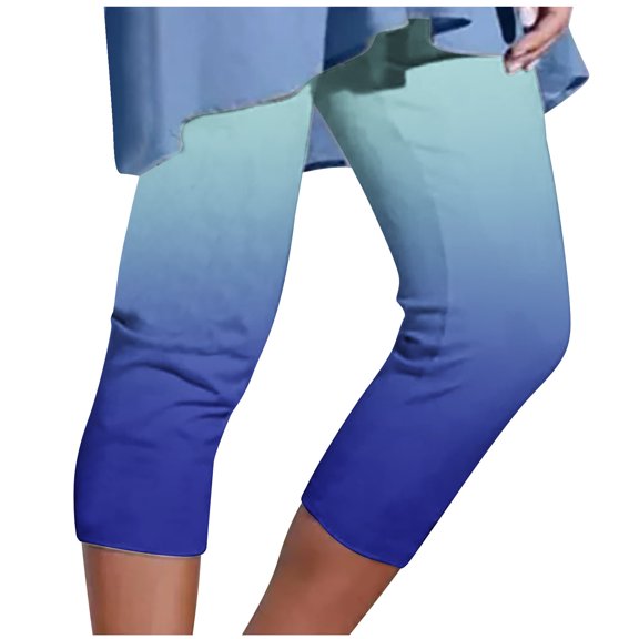 Odeerbi 4th of July Patriotic Beach Capris for Women 2025 Casual Drawstring Pants Summer Elastic Waist Independence Day Printed Cropped Pants Blue