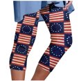 thumbnail image 1 of Odeerbi 4th of July Patriotic Beach Capris for Women 2025 Casual Drawstring Pants Summer Elastic Waist Independence Day Printed Cropped Pants Red, 1 of 5