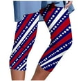 thumbnail image 1 of Odeerbi 4th of July Patriotic Beach Capris for Women 2025 Casual Drawstring Pants Summer Elastic Waist Independence Day Printed Cropped Pants White, 1 of 5