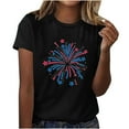 thumbnail image 1 of Odeerbi 4th of July Patriotic Shirt for Women Loose Fit Shirts Summer 2025 Casual Independence Day Printed Round Neck Short Sleeve Top Black, 1 of 4
