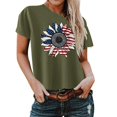 thumbnail image 1 of Odeerbi 4th of July Patriotic Shirt for Women Loose Fit Shirts Summer 2025 Casual Independence Day Printed Round Neck Short Sleeve Top Olive Green, 1 of 3