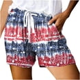 thumbnail image 1 of Odeerbi 4th of July Patriotic Shorts for Women 2025 Casual Independence Day Printed Loose Shorts Lacing Drawstring Short Pants with Pockets Blue, 1 of 4
