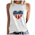 thumbnail image 1 of Odeerbi 4th of July Patriotic Tank Top for Women Summer Sexy Sleeveless Tops Regular Casual Round Neck Printing Vest White, 1 of 5