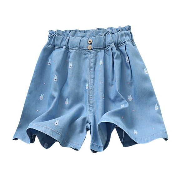 Odeerbi 5-12 Years Kids Boys Soft Denim Shorts Summer Wide Leg Bermuda Shorts Casual Cowboy Five Quarter Jeans with Pocket