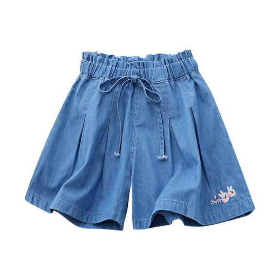 Odeerbi 5-12 Years Kids Boys Soft Denim Shorts Summer Wide Leg Bermuda Shorts Casual Lightweight Cowboy Five Quarter Jeans