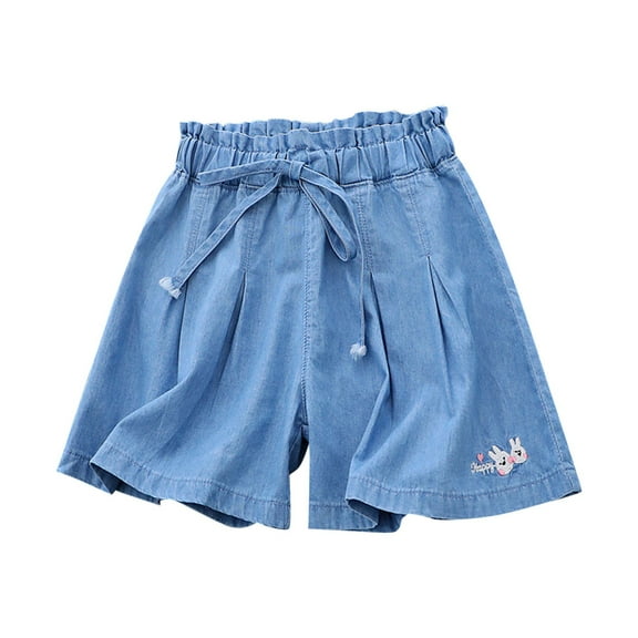 Odeerbi 5-12 Years Kids Boys Soft Denim Shorts Summer Wide Leg Bermuda Shorts Casual Lightweight Cowboy Five Quarter Jeans