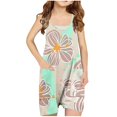 thumbnail image 1 of Odeerbi 5-13 Years Kids Girls Summer Jumpsuit Cute Flower Print Camisole Romper Casual Breathable Comfortable Suspender Overalls Bib Overall Shorts with Pockets, 1 of 3