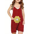 thumbnail image 1 of Odeerbi 5-13 Years Kids Girls Summer Jumpsuit Dots Flower Print Camisole Romper Casual Breathable Comfortable Suspender Overalls Bib Overall Shorts with Pockets, 1 of 5