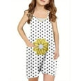 thumbnail image 1 of Odeerbi 5-13 Years Kids Girls Summer Jumpsuit Dots Flower Print Camisole Romper Casual Breathable Comfortable Suspender Overalls Bib Overall Shorts with Pockets, 1 of 5