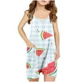 thumbnail image 1 of Odeerbi 5-13 Years Kids Girls Summer Jumpsuit Plaid Watermelon Print Camisole Romper Breathable Comfortable Suspender Overalls Bib Overall Shorts with Pockets, 1 of 5