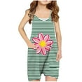thumbnail image 1 of Odeerbi 5-13 Years Kids Girls Summer Jumpsuit Striped Flower Print Camisole Romper Casual Breathable Comfortable Suspender Overalls Bib Overall Shorts with Pockets, 1 of 4