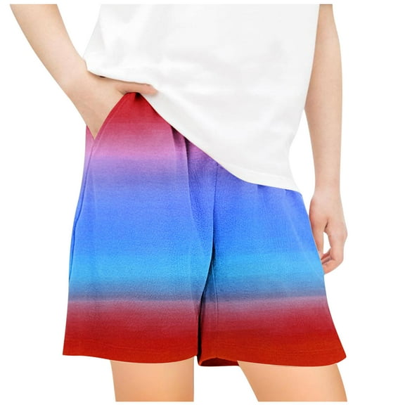 Odeerbi 5-14 Years Kids Boys Girls Summer Shorts Hawaiian Gradient Quick Dry Swim Trunks Beach Board Shorts Elastic Waistband Casual Loose Shorts with Pocket