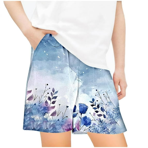 Odeerbi 5-14 Years Kids Boys Girls Summer Shorts Hawaiian Tropical Print Quick Dry Swim Trunks Beach Board Shorts Casual Loose Sports Shorts with Pockets