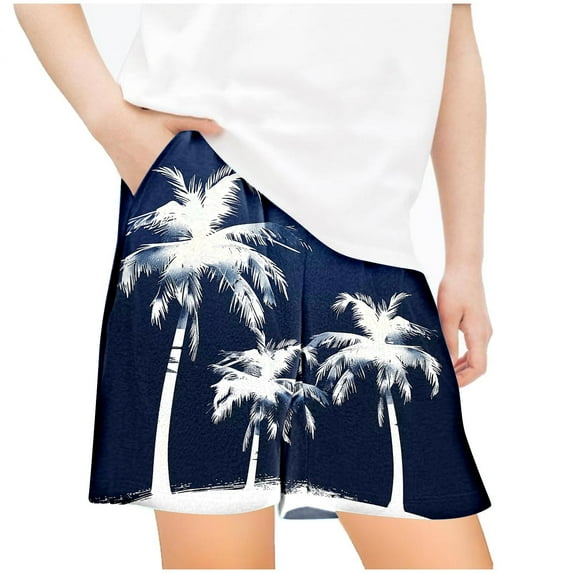 Odeerbi 5-14 Years Kids Boys Girls Summer Shorts Hawaiian Tropical Print Quick Dry Swim Trunks Beach Board Shorts Casual Loose Sports Shorts with Pockets