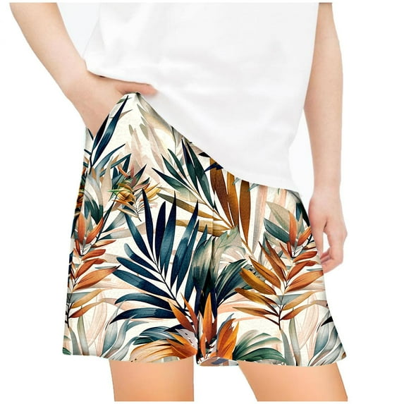 Odeerbi 5-14 Years Kids Boys Girls Summer Shorts Hawaiian Tropical Print Quick Dry Swim Trunks Beach Board Shorts Casual Loose Sports Shorts with Pockets