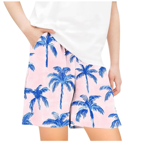 Odeerbi 5-14 Years Kids Boys Girls Summer Shorts Hawaiian Tropical Print Quick Dry Swim Trunks Beach Board Shorts Elastic Waistband Casual Loose Shorts with Pocket