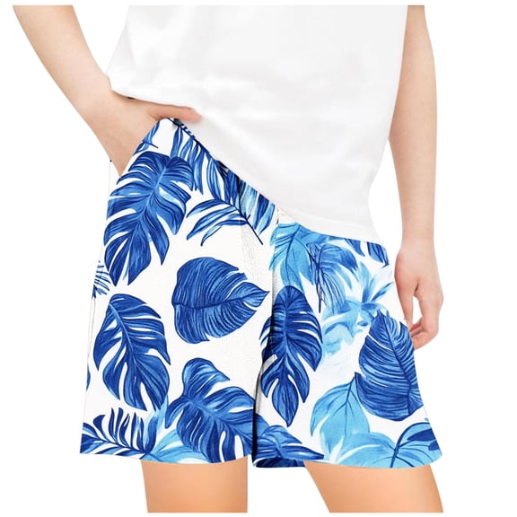 Odeerbi 5-14 Years Kids Boys Girls Summer Shorts Hawaiian Tropical Print Quick Dry Swim Trunks Beach Board Shorts Elastic Waistband Casual Loose Shorts with Pocket