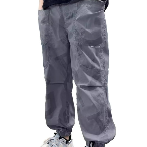 Odeerbi 5-14 Years Kids Boys Ice Silk Bloomers Summer Jogger Pants Quick Dry Lantern Pants Haren Pants