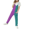 thumbnail image 1 of Odeerbi 5-14 Years Kids Girls Summer Jumpsuit Color Block Striped Camisole Romper Spring Casual Breathable Comfortable Overalls Strap Bib Overall Pants Playsuit, 1 of 8