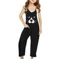 thumbnail image 1 of Odeerbi 5-14 Years Kids Girls Summer Jumpsuit Dog Print Camisole Romper Casual Overalls Bib Overall Pantss with Pockets, 1 of 6