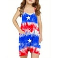 thumbnail image 1 of Odeerbi 5-14 Years Kids Girls Summer Jumpsuit Independence Day Print Camisole Romper Casual Sleeveless Strap Overalls Bib Overall Shorts with Pockets, 1 of 5
